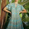 Current Air Mini Dresses-Flutter Sleeve Geo Print Dress BLUE