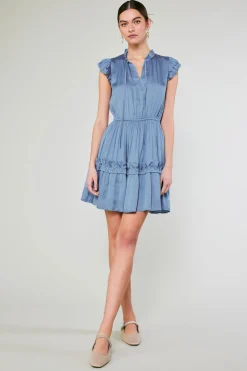 Current Air Mini Dresses-Flutter Sleeve Mini Dress DEEPPERIWINKLE