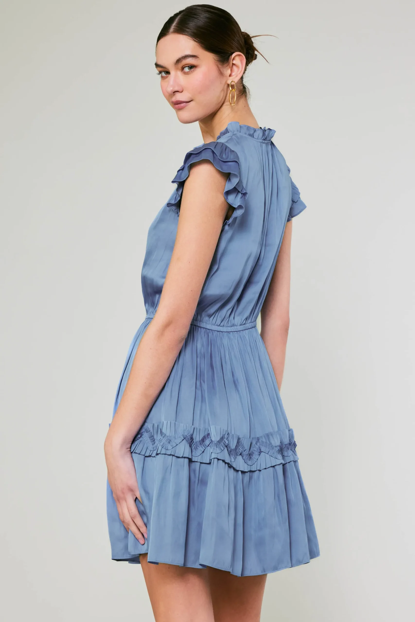 Current Air Mini Dresses-Flutter Sleeve Mini Dress DEEPPERIWINKLE