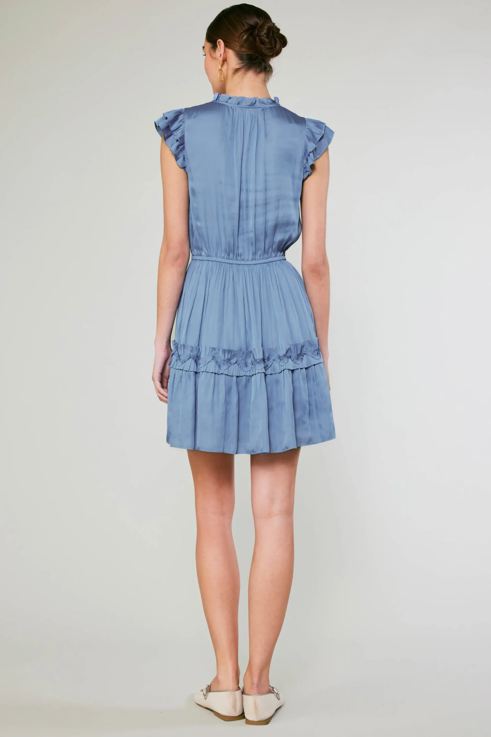 Current Air Mini Dresses-Flutter Sleeve Mini Dress DEEPPERIWINKLE