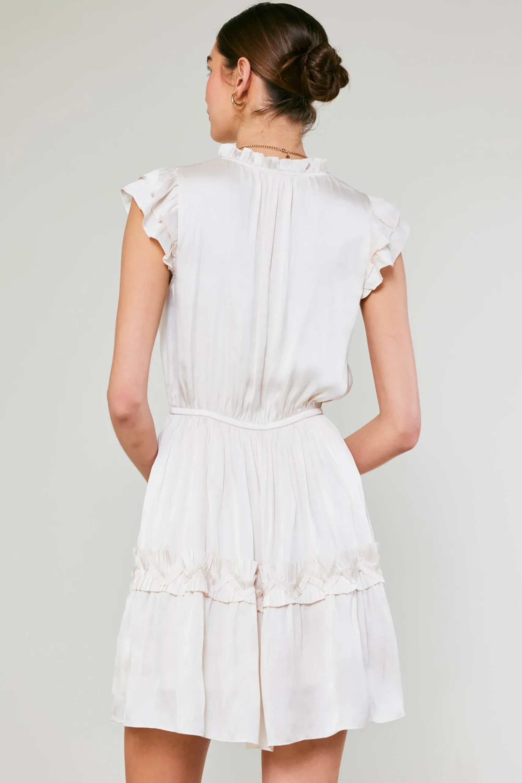 Current Air Mini Dresses-Flutter Sleeve Mini Dress PEARL
