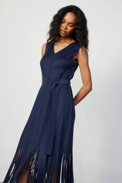 Current Air Midi Dresses-Fringe Skirt Midi Dress NAVY