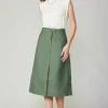 Current Air Skirts-Front Slit Midi Skirt SAGE