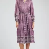 Current Air Maxi Dresses | Midi Dresses-Geo Printed Belted Midi Dress PURPLEMLT