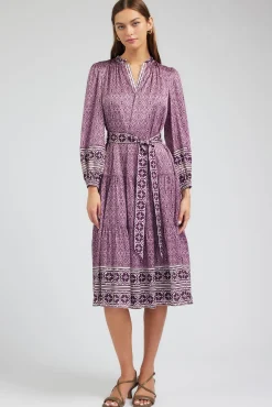 Current Air Maxi Dresses | Midi Dresses-Geo Printed Belted Midi Dress PURPLEMLT