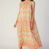 Current Air Midi Dresses-Gradient Chevron Midi Dress ORANGEMLT