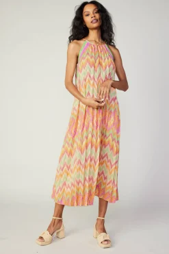 Current Air Midi Dresses-Gradient Chevron Midi Dress ORANGEMLT