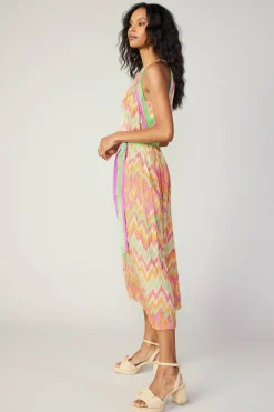 Current Air Midi Dresses-Gradient Chevron Midi Dress ORANGEMLT