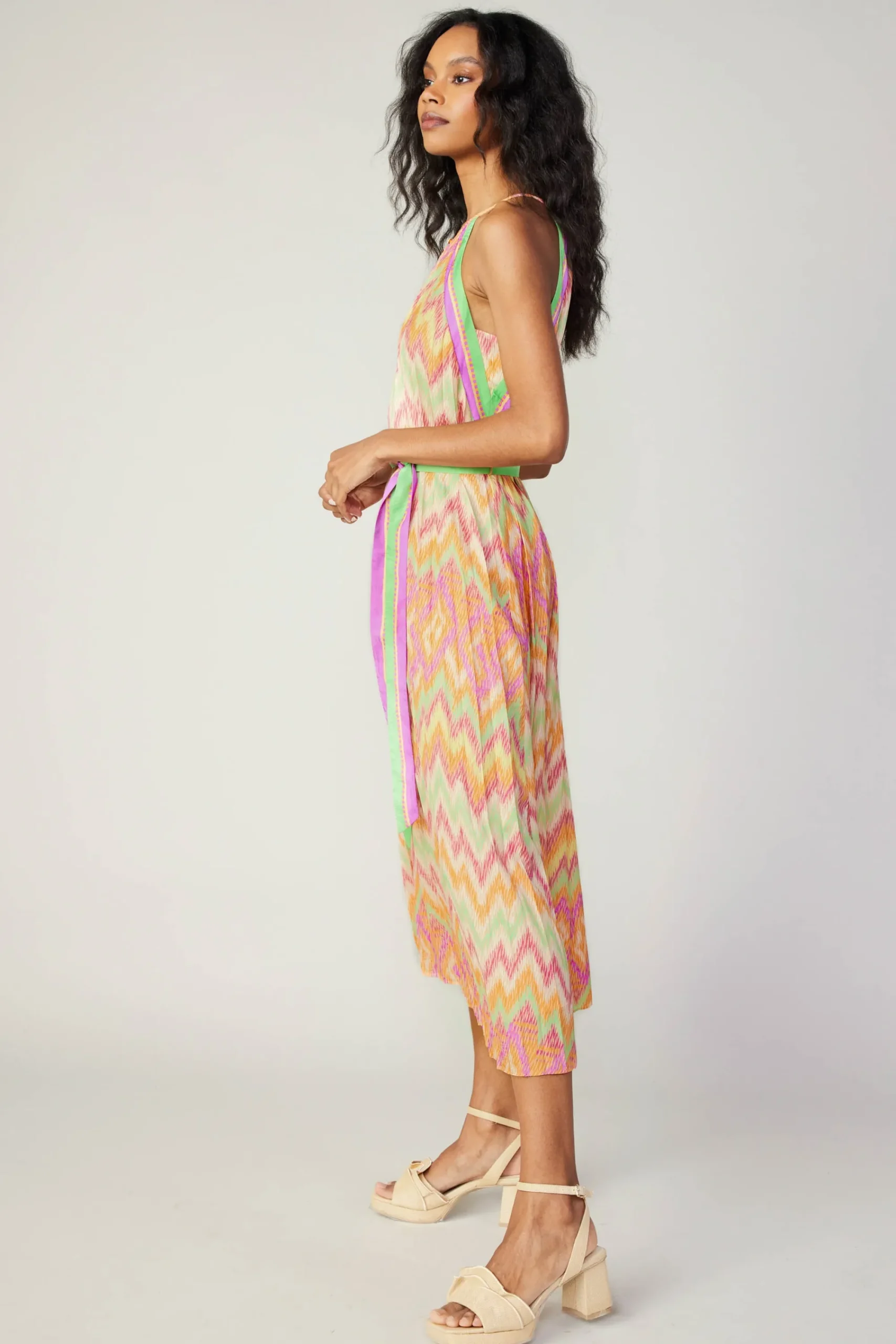 Current Air Midi Dresses-Gradient Chevron Midi Dress ORANGEMLT