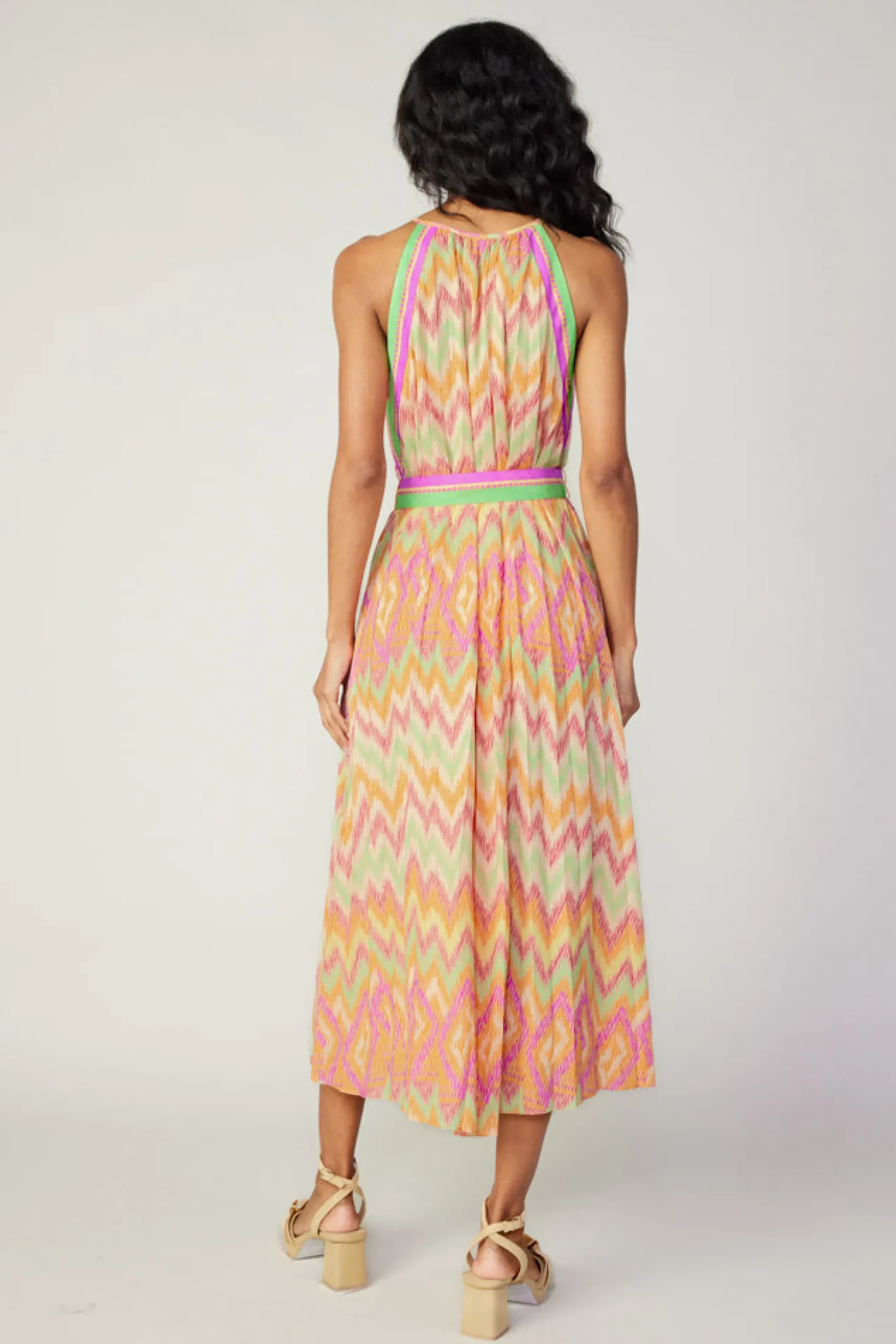 Current Air Midi Dresses-Gradient Chevron Midi Dress ORANGEMLT