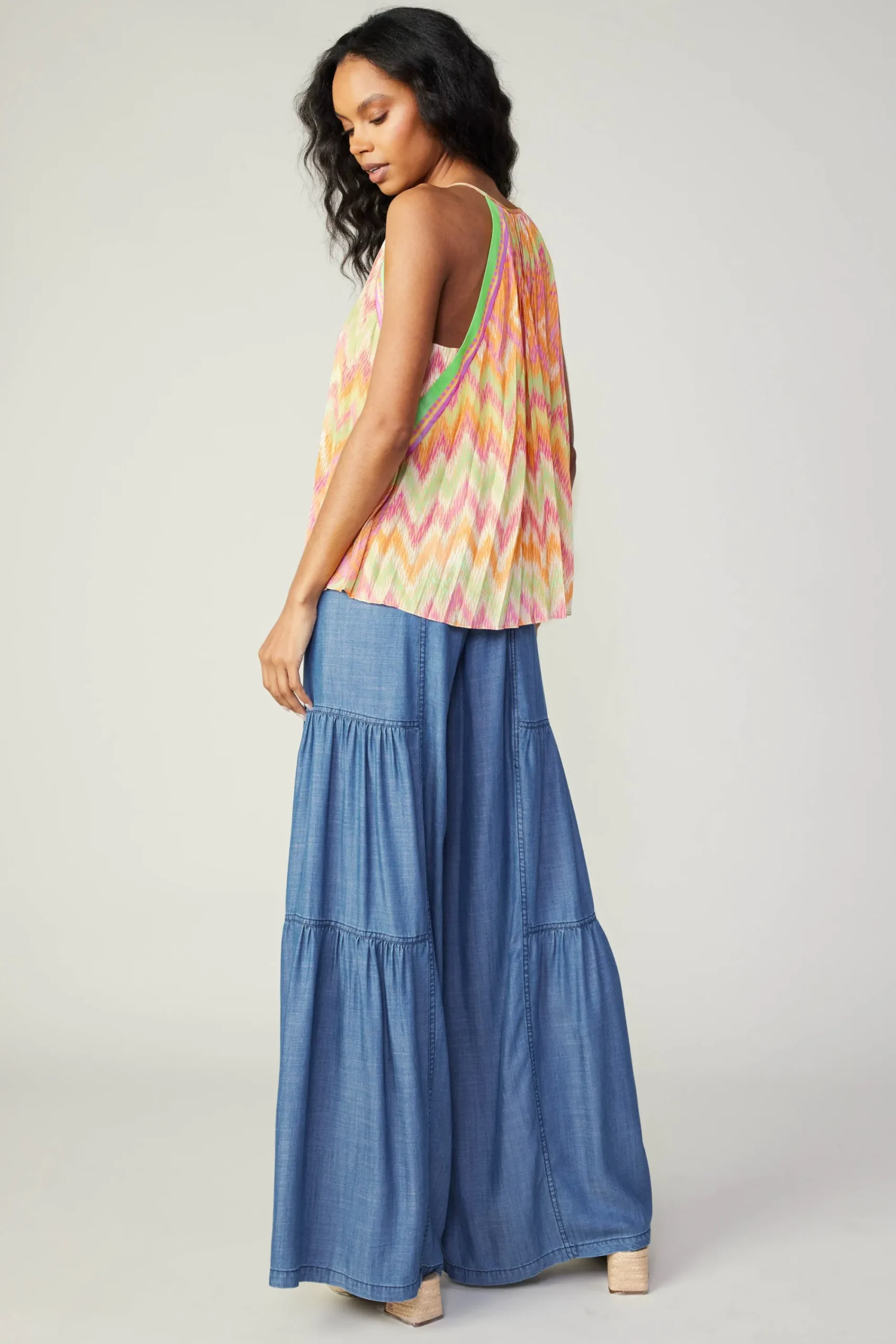 Current Air Sleeveless Tops-Gradient Chevron Tank ORANGEMLT