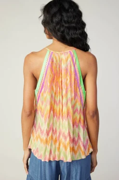 Current Air Sleeveless Tops-Gradient Chevron Tank ORANGEMLT