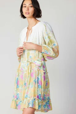 Current Air Mini Dresses-Gradient Floral Motif Mini Dress MULTI