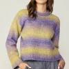 Current Air Sweaters-Gradient Sweater Top PURPLE-YELLOW