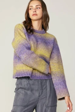 Current Air Sweaters-Gradient Sweater Top PURPLE-YELLOW