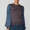 Current Air Long Sleeve Tops | Sweaters-Heather Contrast Sweater Top NAVY