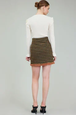 Current Air Skirts-Houndstooth Mini Skirt MLT