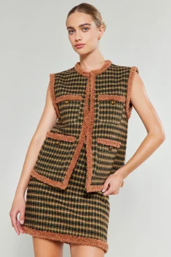 Current Air Coats & Jackets-Houndstooth Vest MLT