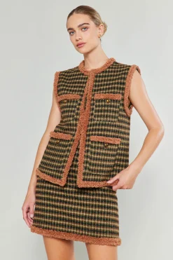 Current Air Coats & Jackets-Houndstooth Vest MLT