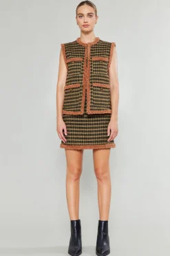 Current Air Coats & Jackets-Houndstooth Vest MLT
