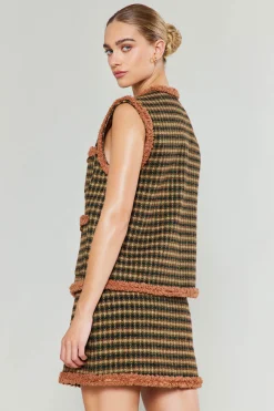 Current Air Coats & Jackets-Houndstooth Vest MLT