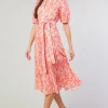 Current Air Midi Dresses-Ilana Pleated Midi Dress REDMLT