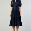 Current Air Midi Dresses-Ilana Pleated Midi Dress NAVY