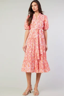 Current Air Midi Dresses-Ilana Pleated Midi Dress REDMLT