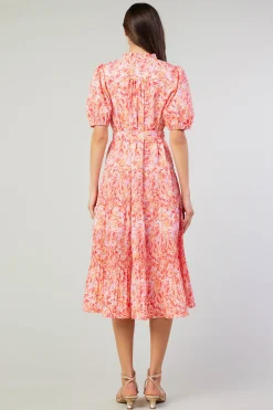 Current Air Midi Dresses-Ilana Pleated Midi Dress REDMLT