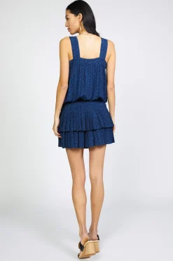 Current Air Mini Dresses-Jacquard Pintuck Mini Dress MIDNIGHTNAVY