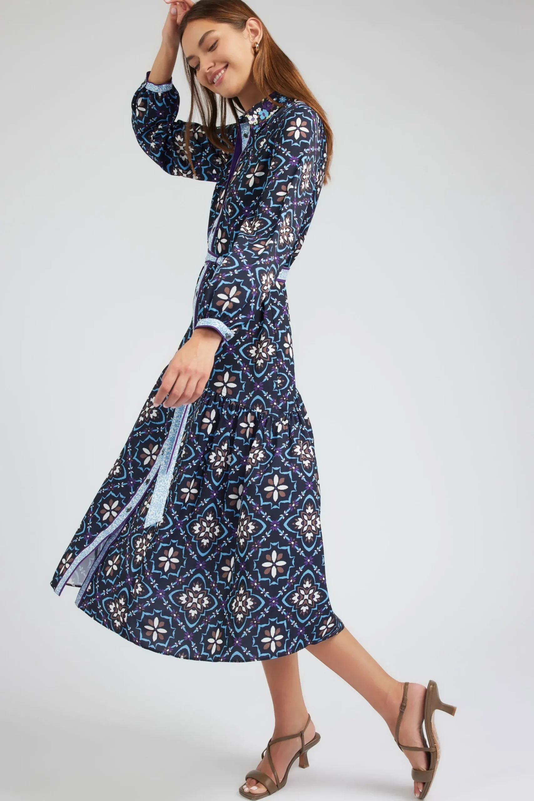Current Air Maxi Dresses | Midi Dresses-Kaleidoscope Motif Maxi Dress NAVYMLT