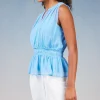 Current Air Sleeveless Tops-Keyhole Organza Top PASTELBLUE