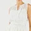 Current Air Sleeveless Tops-Keyhole Organza Top WHITE