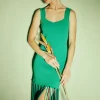 Current Air Knitwear | Midi Dresses-Knit Fringe Hem Dress AQUAGREEN