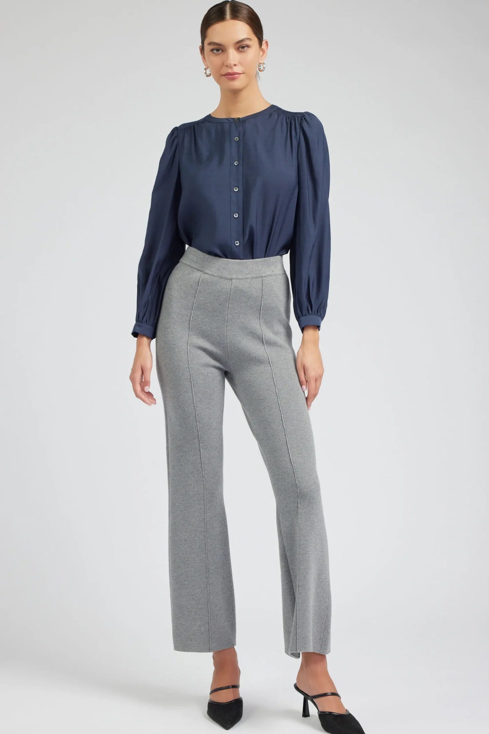 Current Air Knitwear | Pants-Knit High Waist Pants HEATHERGREY