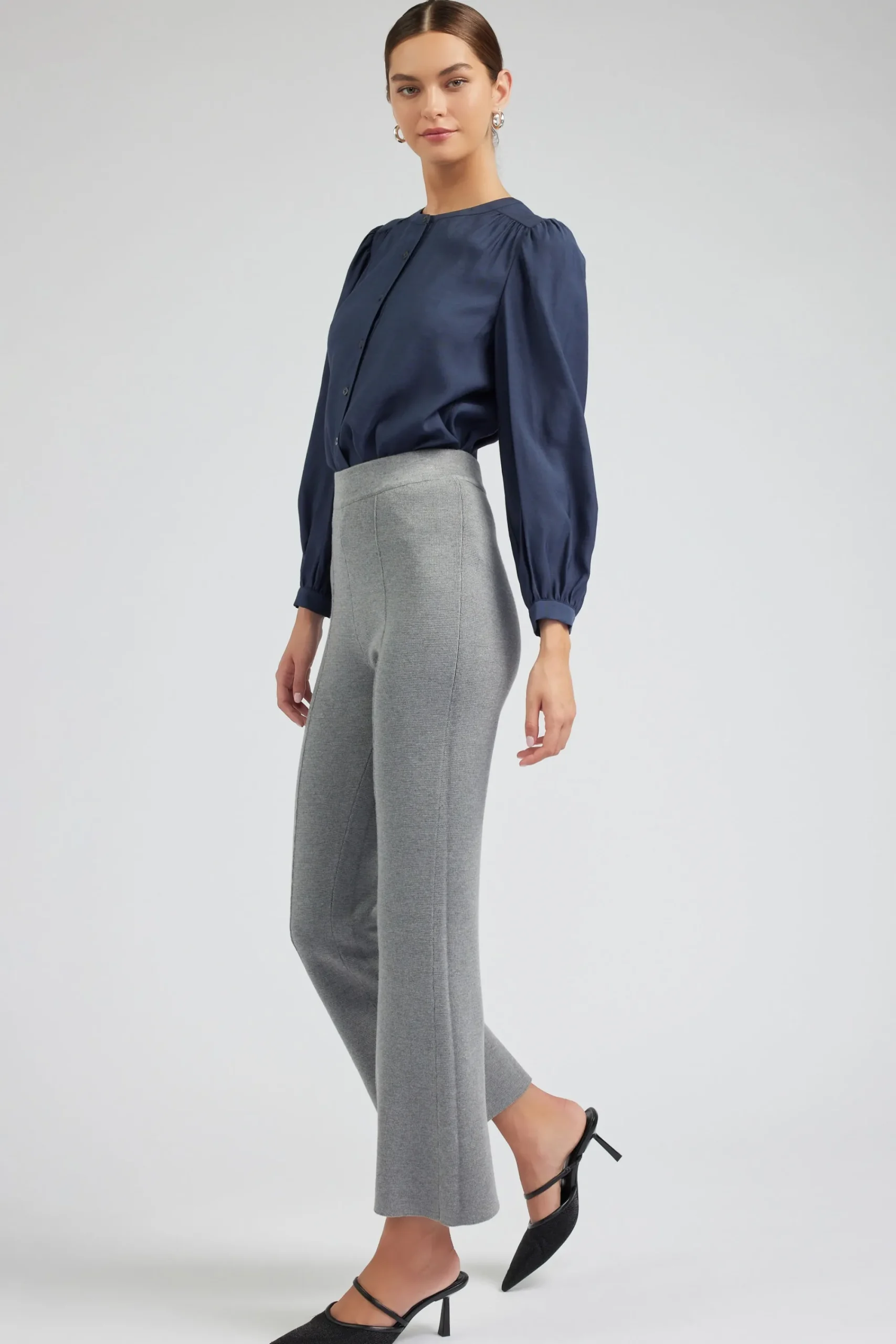Current Air Knitwear | Pants-Knit High Waist Pants HEATHERGREY