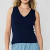 Current Air Knitwear | Sleeveless Tops-Knit Tank Top NAVY