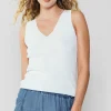 Current Air Knitwear | Sleeveless Tops-Knit Tank Top WHITE