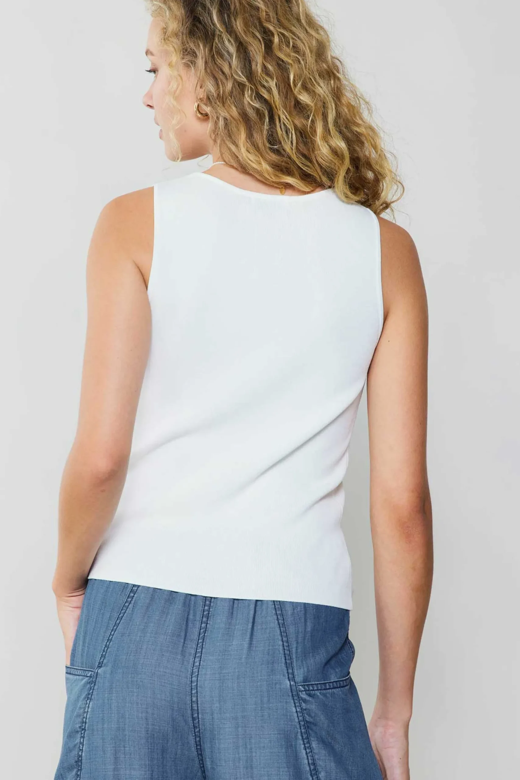Current Air Knitwear | Sleeveless Tops-Knit Tank Top WHITE