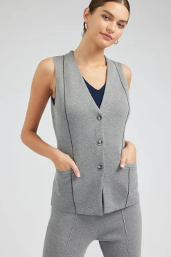 Current Air Knitwear-Knit Vest HEATHERGREY