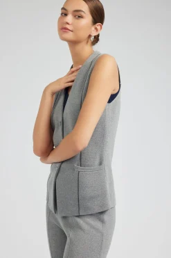 Current Air Knitwear-Knit Vest HEATHERGREY
