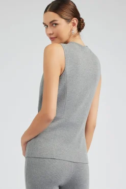 Current Air Knitwear-Knit Vest HEATHERGREY