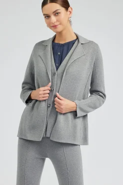 Current Air Sweaters | Knitwear-Knitted Blazer HEATHERGREY