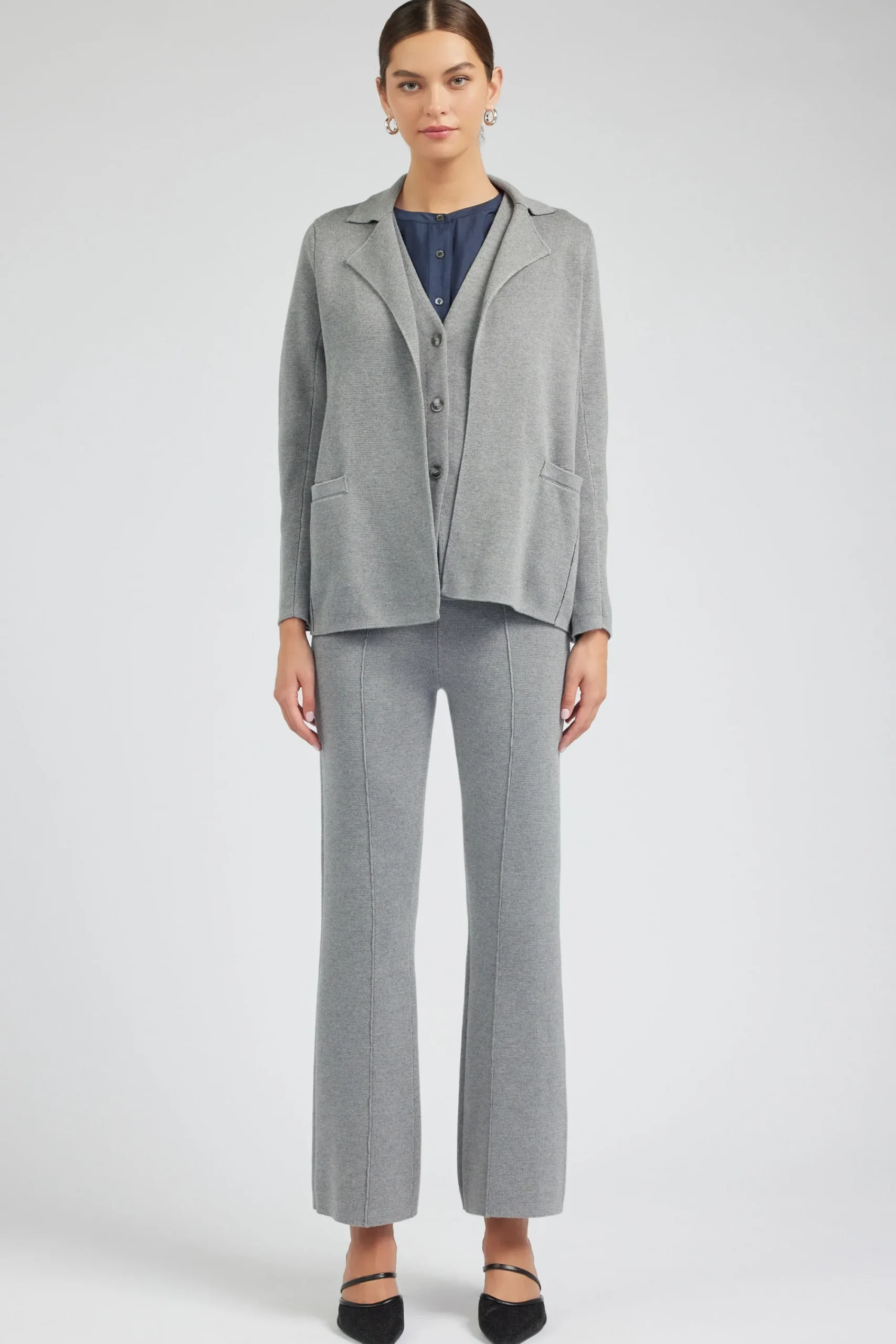Current Air Sweaters | Knitwear-Knitted Blazer HEATHERGREY