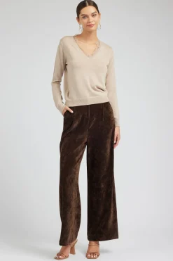 Current Air Knitwear | Sweaters-Lace Detail Sweater Top OATMEAL