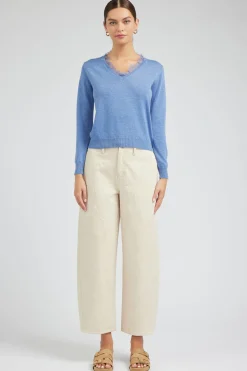 Current Air Knitwear | Sweaters-Lace Detail Sweater Top SOFTBLUE