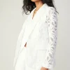 Current Air Coats & Jackets-Lace Single Breasted Blazer WHITE