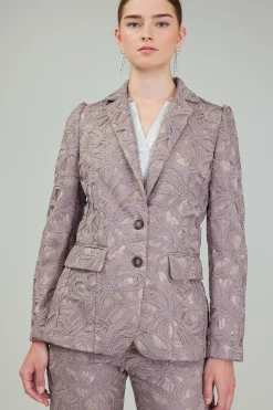 Current Air Coats & Jackets-Lace Single Breasted Blazer TAUPEGREY