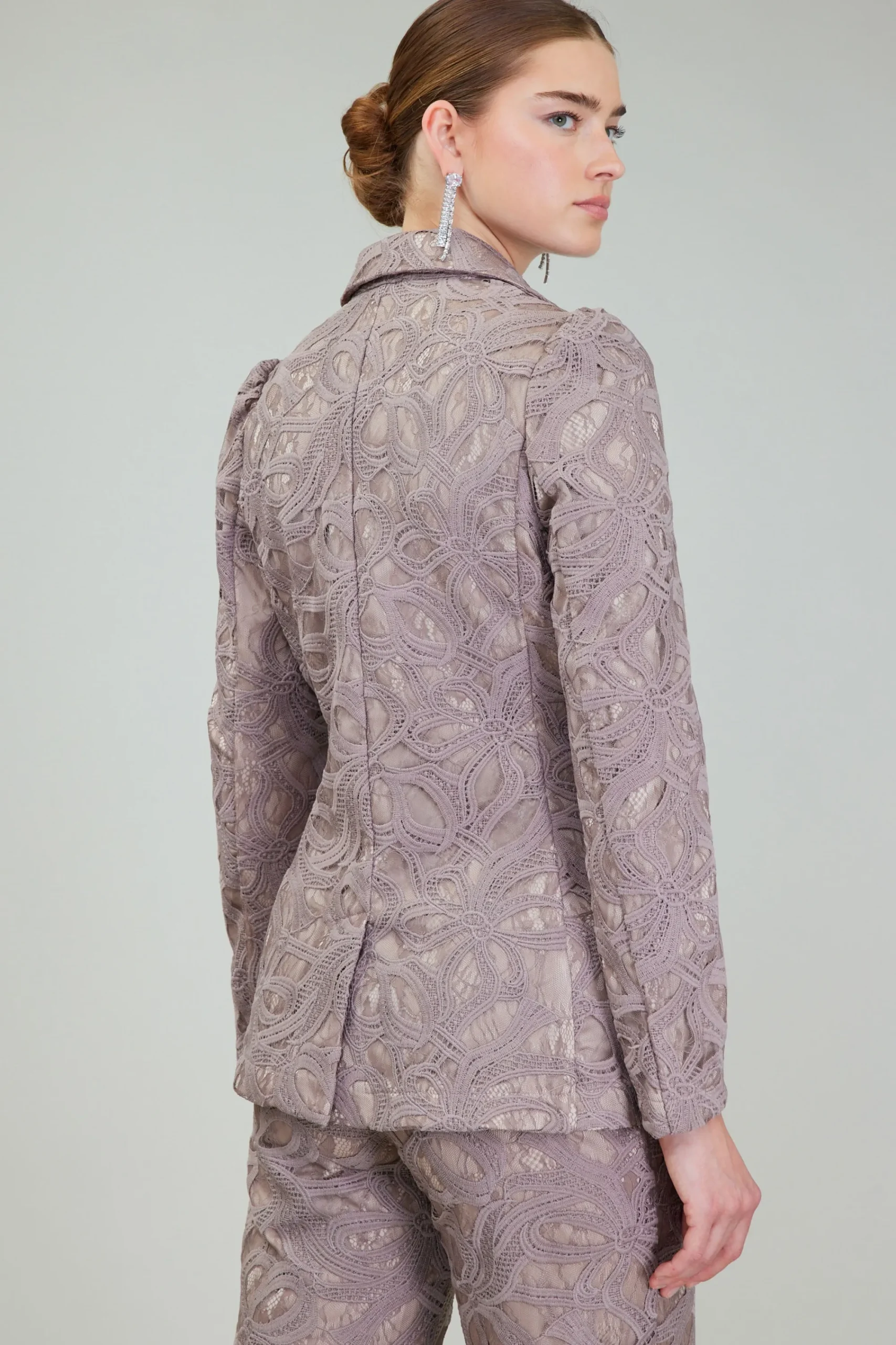 Current Air Coats & Jackets-Lace Single Breasted Blazer TAUPEGREY