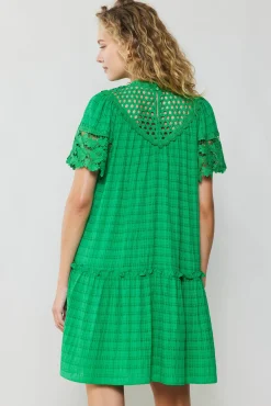 Current Air Mini Dresses-Lace Sleeve Mini Dress GREEN